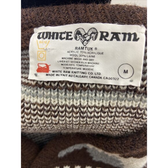 Vintage White Ram Women M Wool Ski Nordic Fair Isle Cardigan Wool Sweater Ramtuk - Picture 6 of 7